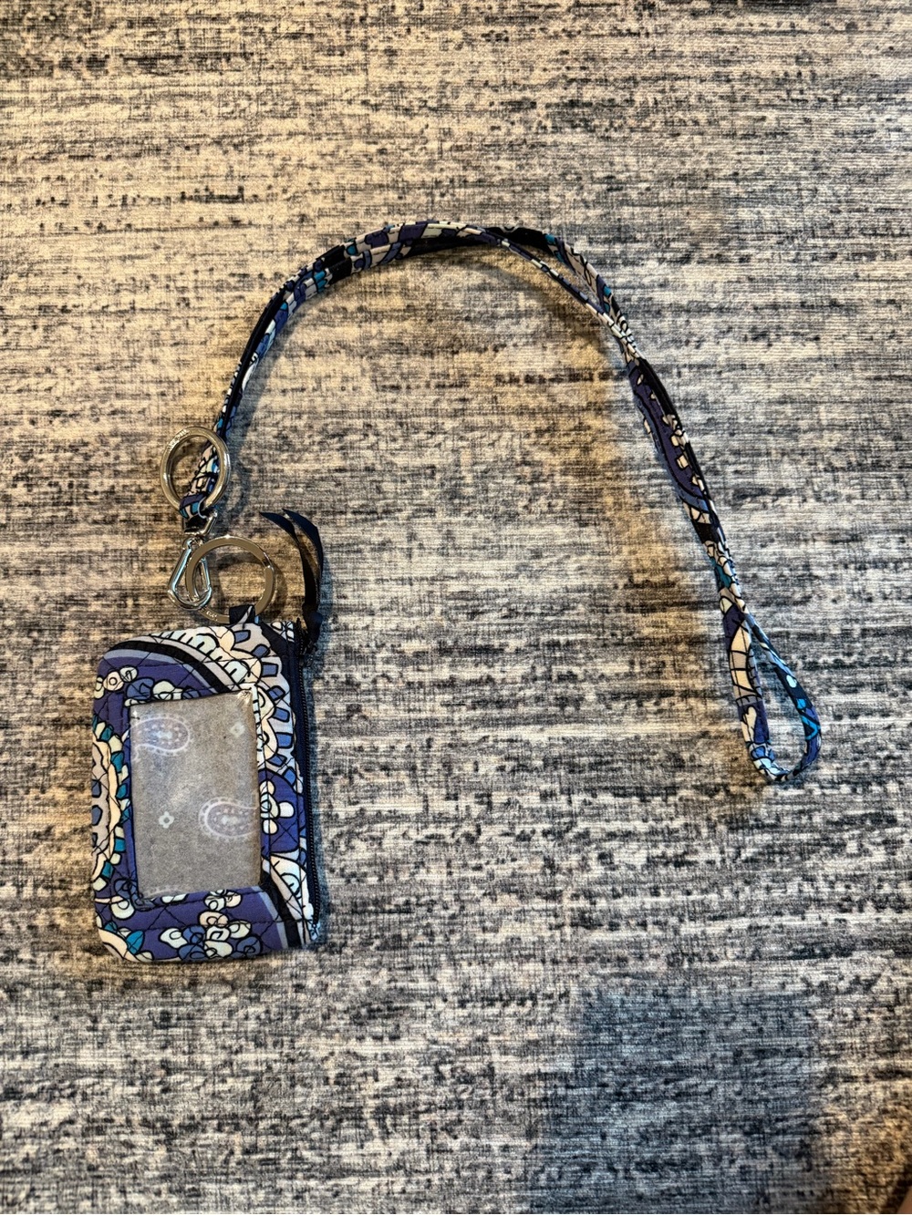 Vera Bradley Navy Blue Paisley Wristlet Lanyard Card ID Holder